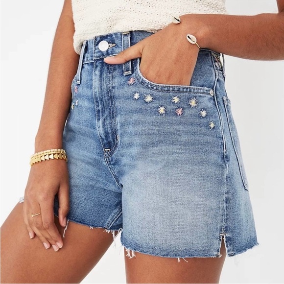 Madewell Pants - Madewell Perfect Vintage Jean Short Floral Embroidered Size 28